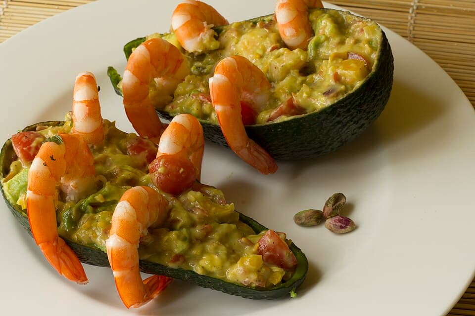 Verrines guacamole et crevettes